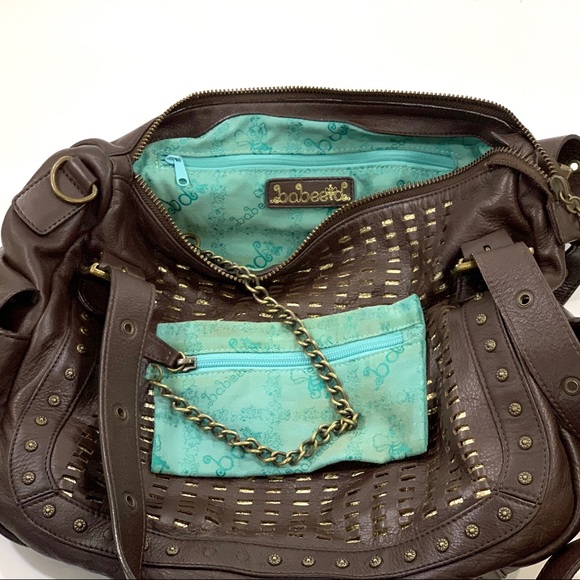 Babee D brown leather purse stud detail - Picture 7 of 8